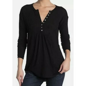 Sweet Romeo Black Oversize Waffle Knit Babydoll Shirt Size Medium